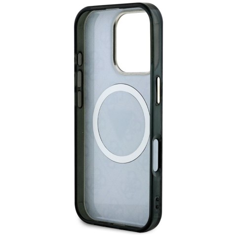 GUESS futerał do IPHONE 16 Pro kompatybilny z MagSafe GUHMP16LHG4PRTGK (IML Metal Glitter 4G Circle Triangle) czarny