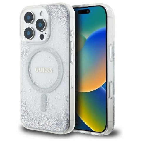 GUESS futerał do IPHONE 16 Pro kompatybilny z MagSafe GUHMP16LRGRGES (Resin Gradient Glitter) silver