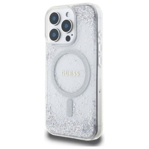 GUESS futerał do IPHONE 16 Pro kompatybilny z MagSafe GUHMP16LRGRGES (Resin Gradient Glitter) silver