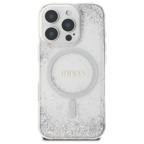 GUESS futerał do IPHONE 16 Pro kompatybilny z MagSafe GUHMP16LRGRGES (Resin Gradient Glitter) silver