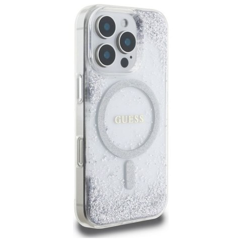 GUESS futerał do IPHONE 16 Pro kompatybilny z MagSafe GUHMP16LRGRGES (Resin Gradient Glitter) silver