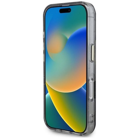 GUESS futerał do IPHONE 16 kompatybyliny z MagSafe GUHMP16SHFLPEDK (IML Metal Glitter Flowers Triangle) czarny