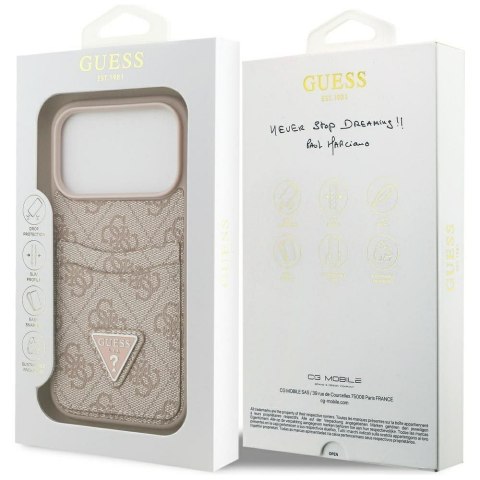 GUESS futerał do IPHONE 17 Pro GUHCP17LP4TPP (4G Double Card Triangle) różowy