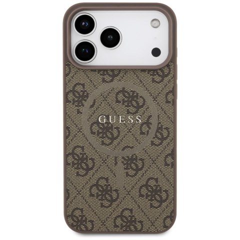 GUESS futerał do IPHONE 17 Pro Max kompatybilny z MagSafe GUHMP17XG4GFRW (PU 4G Ring Classic Logo) brązowy