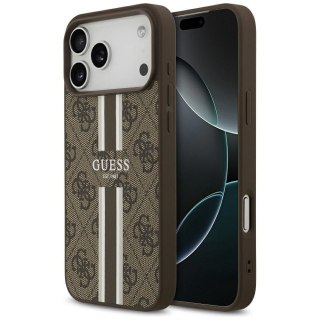 GUESS futerał do IPHONE 17 Pro Max kompatybilny z MagSafe GUHMP17XP4RPSW (4G Printed Stripes) brązowy
