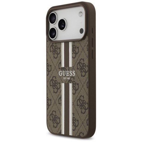 GUESS futerał do IPHONE 17 Pro Max kompatybilny z MagSafe GUHMP17XP4RPSW (4G Printed Stripes) brązowy