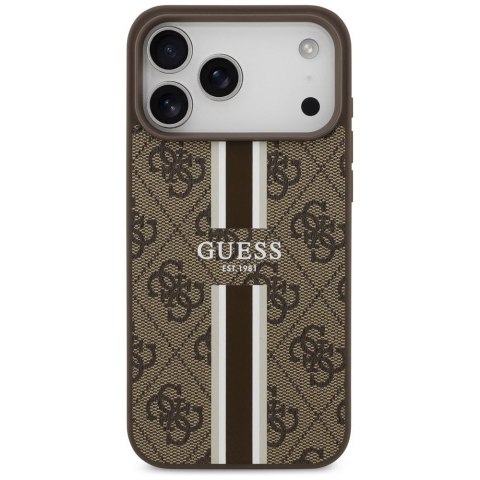 GUESS futerał do IPHONE 17 Pro Max kompatybilny z MagSafe GUHMP17XP4RPSW (4G Printed Stripes) brązowy