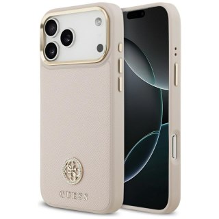 GUESS futerał do IPHONE 17 Pro Max kompatybilny z MagSafe GUHMP17XPGCRMDEP (PU W/ Grained Strass Logo) różowy