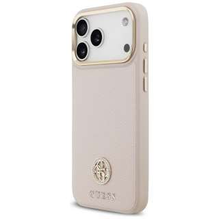 GUESS futerał do IPHONE 17 Pro Max kompatybilny z MagSafe GUHMP17XPGCRMDEP (PU W/ Grained Strass Logo) różowy