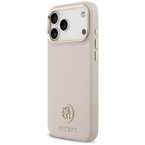 GUESS futerał do IPHONE 17 Pro Max kompatybilny z MagSafe GUHMP17XPGCRMDEP (PU W/ Grained Strass Logo) różowy