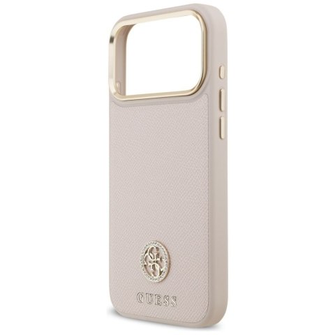 GUESS futerał do IPHONE 17 Pro Max kompatybilny z MagSafe GUHMP17XPGCRMDEP (PU W/ Grained Strass Logo) różowy