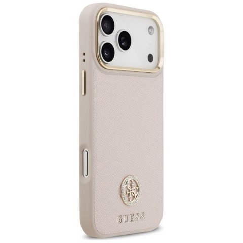 GUESS futerał do IPHONE 17 Pro Max kompatybilny z MagSafe GUHMP17XPGCRMDEP (PU W/ Grained Strass Logo) różowy