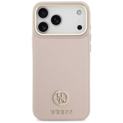 GUESS futerał do IPHONE 17 Pro Max kompatybilny z MagSafe GUHMP17XPGCRMDEP (PU W/ Grained Strass Logo) różowy