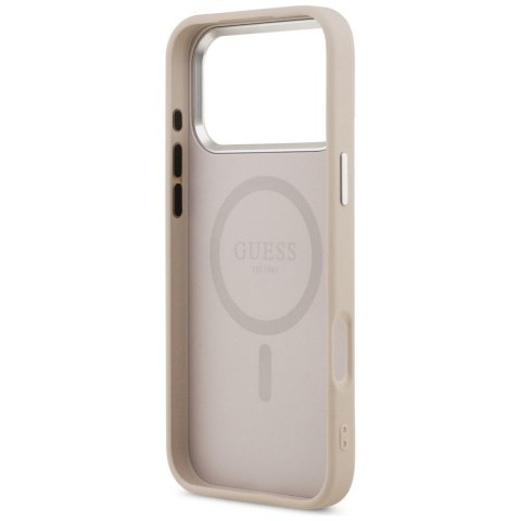 GUESS futerał do IPHONE 17 Pro Max kompatybilny z MagSafe GUHMP17XPSDTSCMP (PU W/ Triangle Logo) różowy