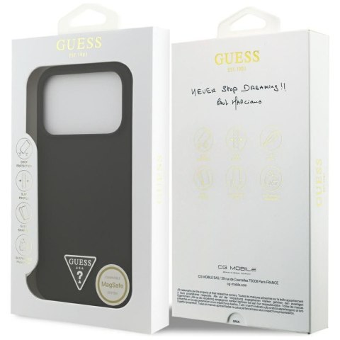 GUESS futerał do IPHONE 17 Pro Max kompatybilny z MagSafe GUHMP17XSCTRLMK (Silicone W/ Triangle Logo) czarny