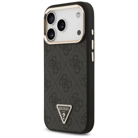 GUESS futerał do IPHONE 17 Pro kompatybilny z MagSafe GUHMP17LP4GTDGMK (4G PU W/ Triangle Logo) złoto czarny