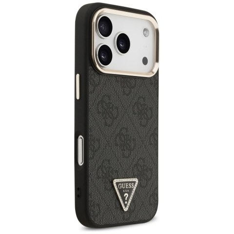 GUESS futerał do IPHONE 17 Pro kompatybilny z MagSafe GUHMP17LP4GTDGMK (4G PU W/ Triangle Logo) złoto czarny
