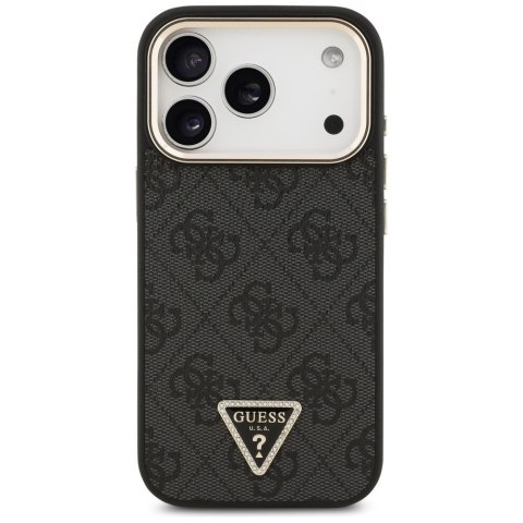 GUESS futerał do IPHONE 17 Pro kompatybilny z MagSafe GUHMP17LP4GTDGMK (4G PU W/ Triangle Logo) złoto czarny
