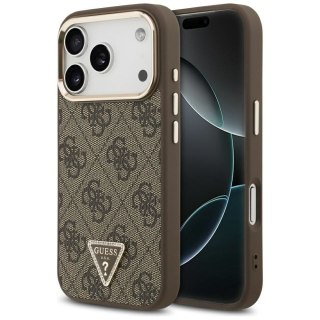 GUESS futerał do IPHONE 17 Pro kompatybilny z MagSafe GUHMP17LP4GTDGMW (4G PU W/ Triangle Logo) złoto brązowy