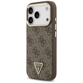 GUESS futerał do IPHONE 17 Pro kompatybilny z MagSafe GUHMP17LP4GTDGMW (4G PU W/ Triangle Logo) złoto brązowy