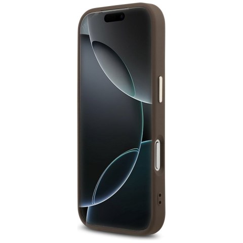 GUESS futerał do IPHONE 17 Pro kompatybilny z MagSafe GUHMP17LP4GTDGMW (4G PU W/ Triangle Logo) złoto brązowy