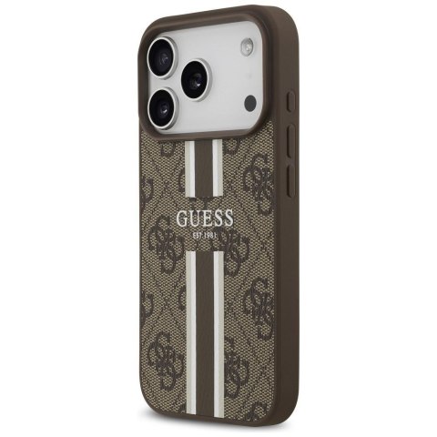 GUESS futerał do IPHONE 17 Pro kompatybilny z MagSafe GUHMP17LP4RPSW (4G Printed Stripes) brązowy