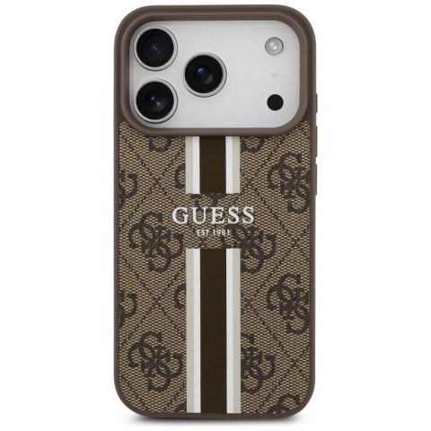GUESS futerał do IPHONE 17 Pro kompatybilny z MagSafe GUHMP17LP4RPSW (4G Printed Stripes) brązowy