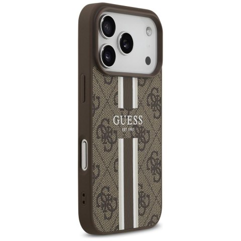 GUESS futerał do IPHONE 17 Pro kompatybilny z MagSafe GUHMP17LP4RPSW (4G Printed Stripes) brązowy