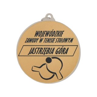Medal srebrny- biegi - medal stalowy z grawerem na laminacie