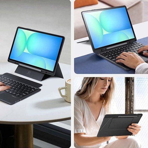 DUX DUCIS etui DK składane z klawiaturą bezprzewodową do SAMSUNG Tab S10 FE Plus czarne
