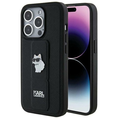 KARL LAGERFELD futerał do IPHONE 14 Pro Max KLHCP14XGSACHPK (Gripstand Saffiano choupette PIN) czarny