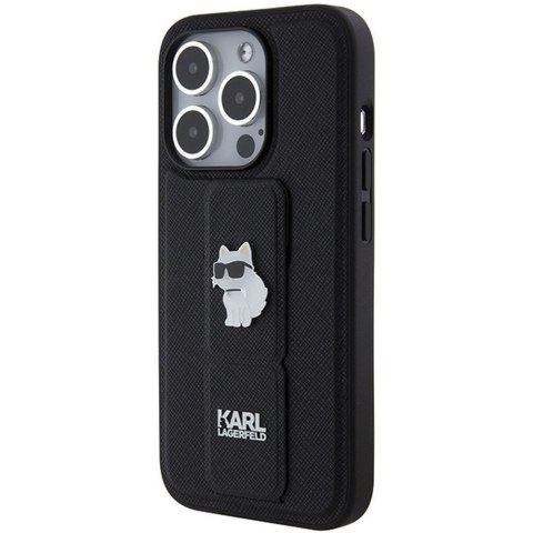 KARL LAGERFELD futerał do IPHONE 14 Pro Max KLHCP14XGSACHPK (Gripstand Saffiano choupette PIN) czarny