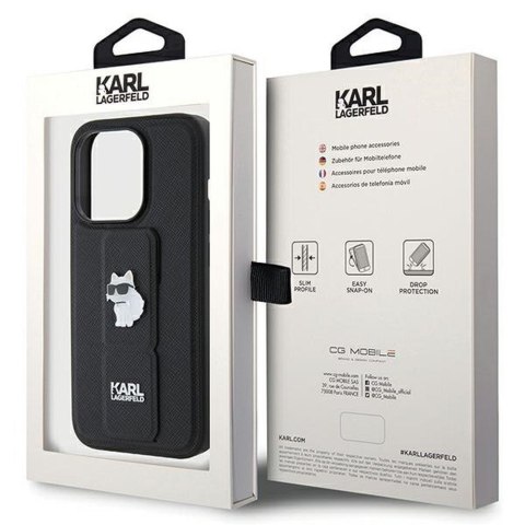KARL LAGERFELD futerał do IPHONE 14 Pro Max KLHCP14XGSACHPK (Gripstand Saffiano choupette PIN) czarny