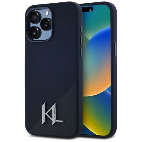 KARL LAGERFELD futerał do IPHONE 15 Pro Max kompatybilny z MagSafe KLHMP15XSCMKMPCK (Silicone Initial Metal Logo) czarny