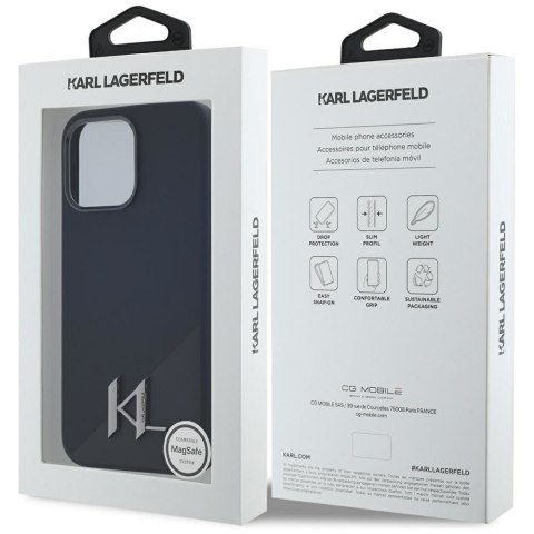 KARL LAGERFELD futerał do IPHONE 15 Pro Max kompatybilny z MagSafe KLHMP15XSCMKMPCK (Silicone Initial Metal Logo) czarny