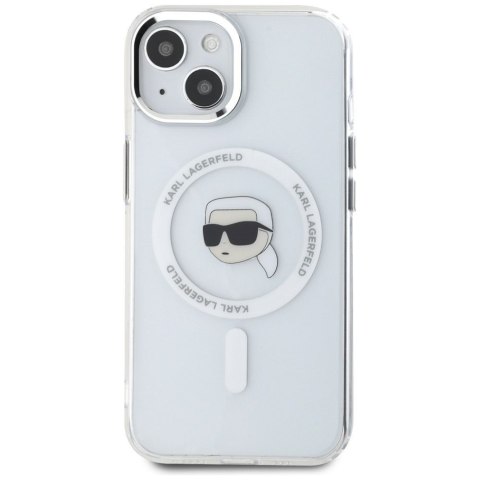 KARL LAGERFELD futerał do IPHONE 15 kompatybilny z MagSafe KLHMP15SHLSKIH (IML Metal K Head) biały
