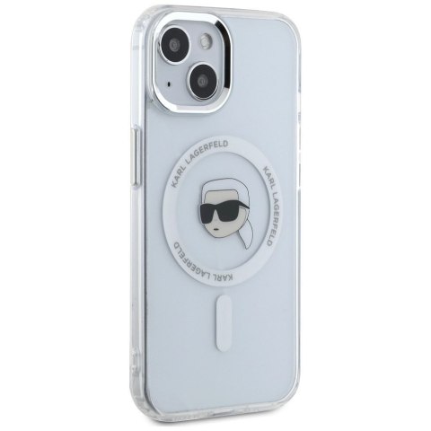 KARL LAGERFELD futerał do IPHONE 15 kompatybilny z MagSafe KLHMP15SHLSKIH (IML Metal K Head) biały
