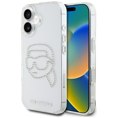 KARL LAGERFELD futerał do IPHONE 16 KLHCP16SHKHDCELT (IML Rhinestones K Head) transparentny