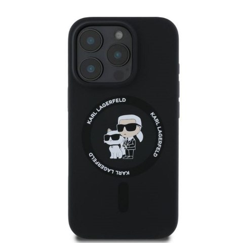 KARL LAGERFELD futerał do IPHONE 16 Pro Max kompatybilny z MagSafe KLHMP16XSCMKCRHK (Silicone KC Body Ring) czarny