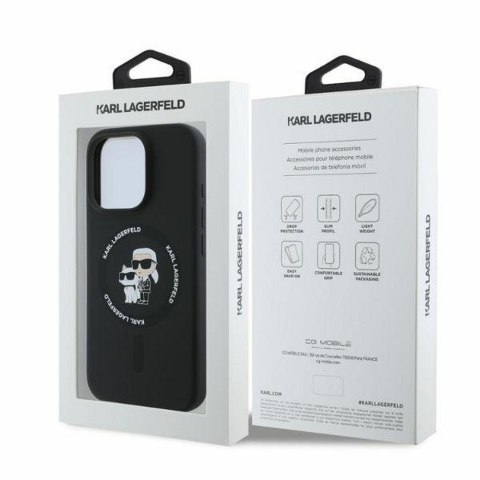 KARL LAGERFELD futerał do IPHONE 16 Pro Max kompatybilny z MagSafe KLHMP16XSCMKCRHK (Silicone KC Body Ring) czarny