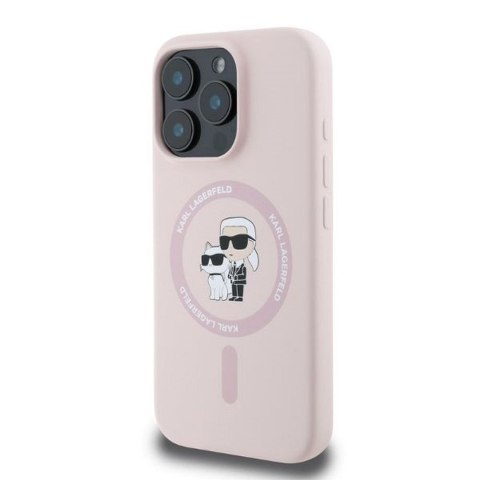 KARL LAGERFELD futerał do IPHONE 16 Pro Max kompatybilny z MagSafe KLHMP16XSCMKCRHP (Silicone KC Body Ring) różowy