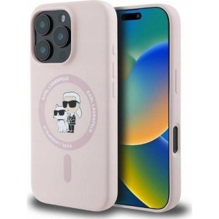 KARL LAGERFELD futerał do IPHONE 16 kompatybilny z MagSafe KLHMP16SSCMKCRHP (Silicone KC Body Ring) różowy