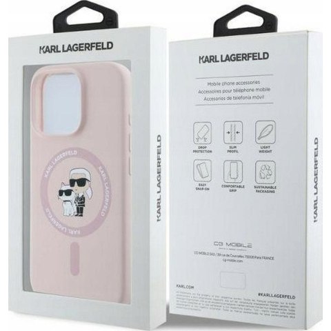 KARL LAGERFELD futerał do IPHONE 16 kompatybilny z MagSafe KLHMP16SSCMKCRHP (Silicone KC Body Ring) różowy