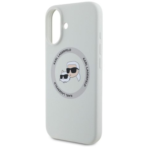 KARL LAGERFELD futerał do IPHONE 16 kompatybilny z MagSafe KLHMP16SSKCHTCE (Silicone KC Heads) beżowy