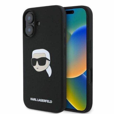 KARL LAGERFELD futerał do IPHONE 16 kompatybilny z MagSafe KLHMP16SSKHPPLK (Sil KL Head Print) czarny