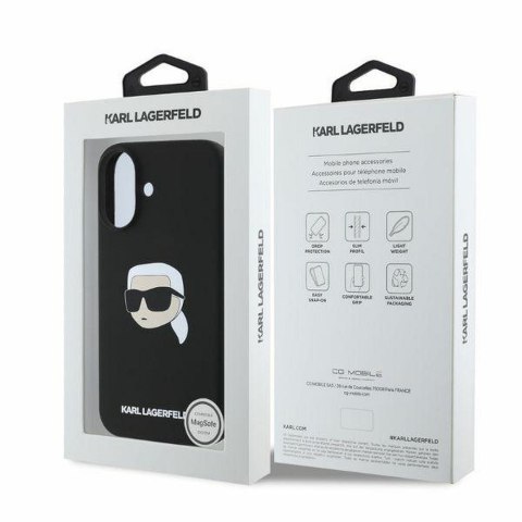 KARL LAGERFELD futerał do IPHONE 16 kompatybilny z MagSafe KLHMP16SSKHPPLK (Sil KL Head Print) czarny