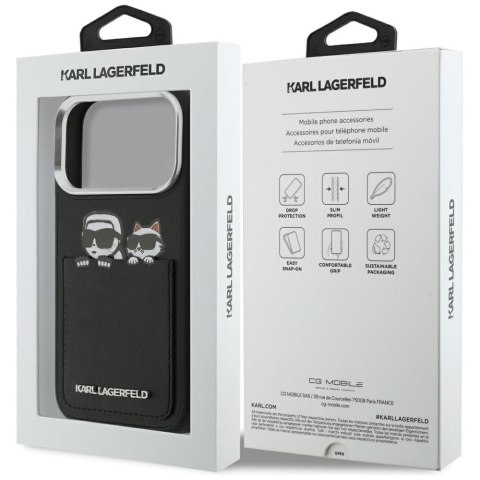 KARL LAGERFELD futerał do IPHONE 17 Pro KLHCP17L6PCSPKCK (PU W/ K&C Print & Pocket) czarny