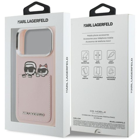 KARL LAGERFELD futerał do IPHONE 17 Pro KLHCP17L6PCSPKCP (PU W/ K&C Print & Pocket) różowy