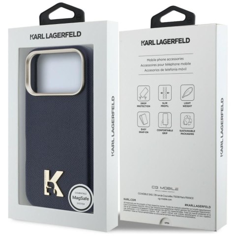 KARL LAGERFELD futerał do IPHONE 17 Pro kompatybilny z MagSafe KLHMP17L5PGFKHGB (PU FW W/ KHead Logo) niebieski