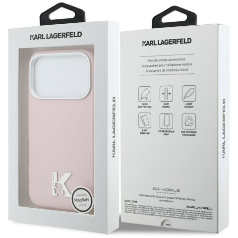 KARL LAGERFELD futerał do IPHONE 17 Pro kompatybilny z MagSafe KLHMP17L5PGFKHGP (PU FW W/ KHead Logo) różowy